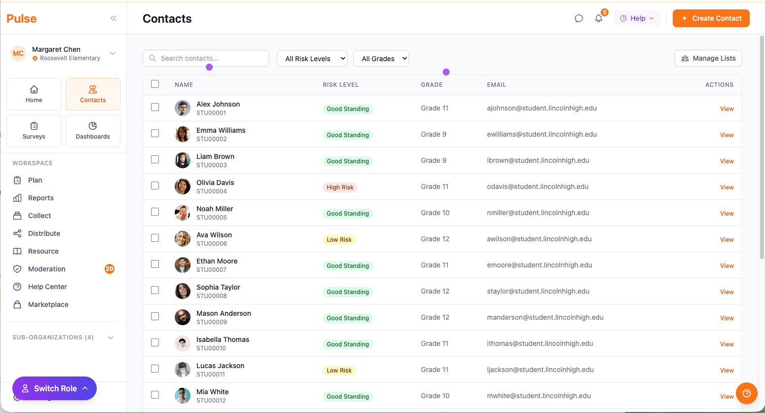 Pulse records list showing streamlined data collection